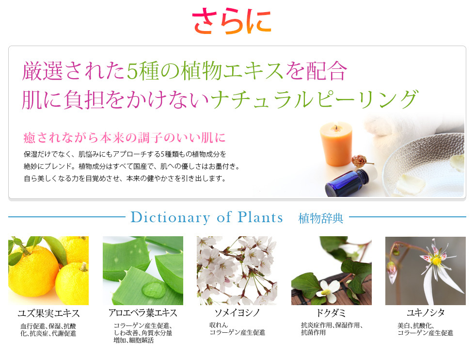 5種類の植物エキス配合　ナチュラルピーリング